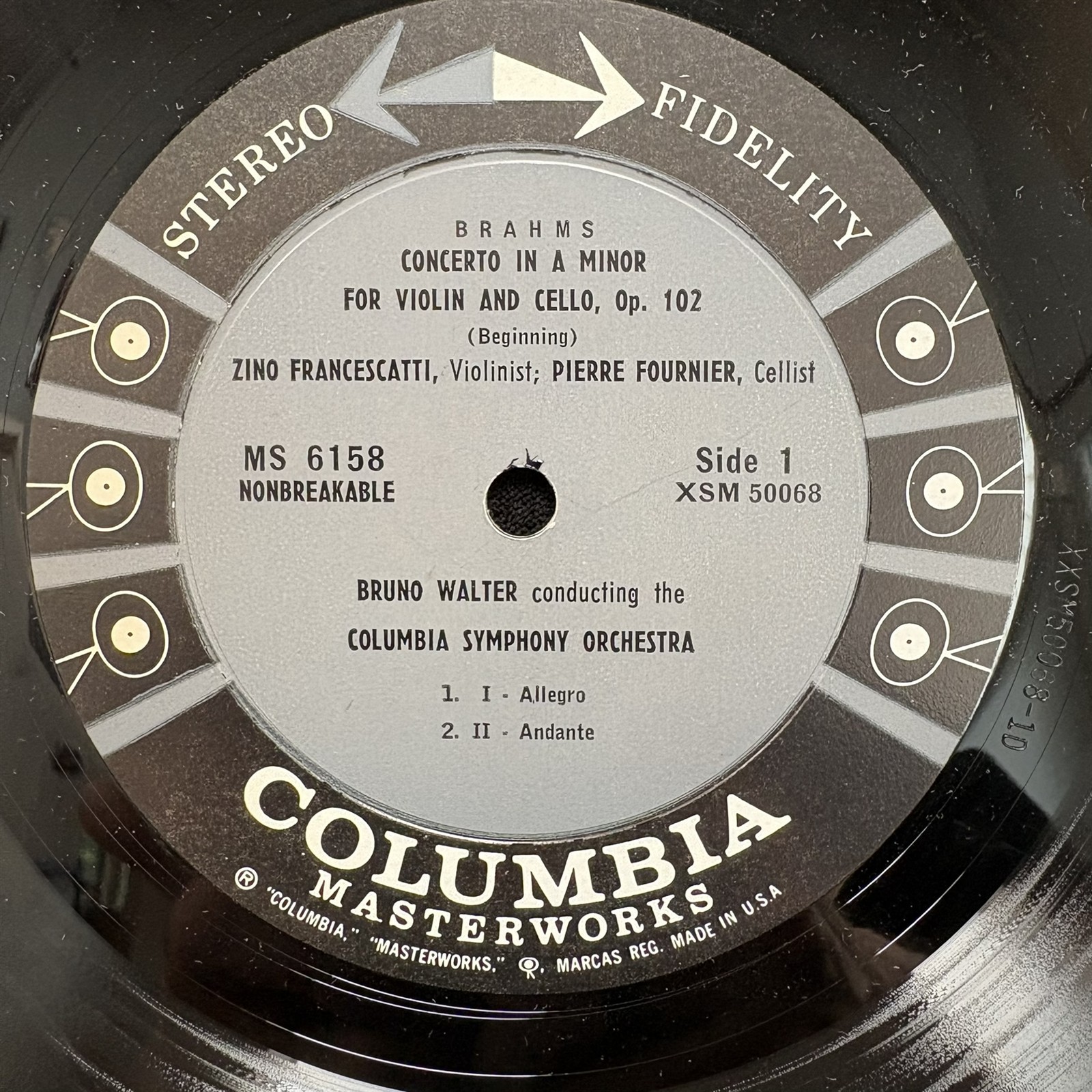 FRANCESCATTI violin & PIERRE FOURNIER cello – BRAHMS Double, COLUMBIA 6EYE ST LP