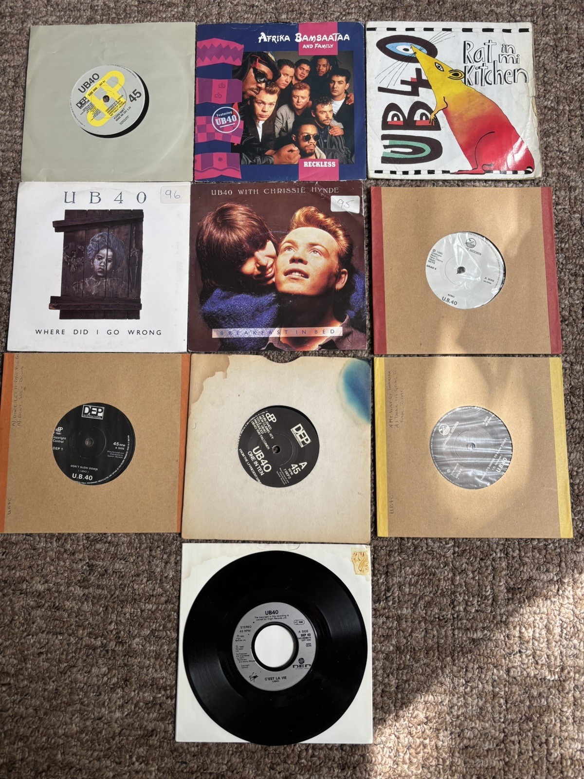10 X UB40 Vinyl 7” Single Records Collection Job Lot Reggae Ska