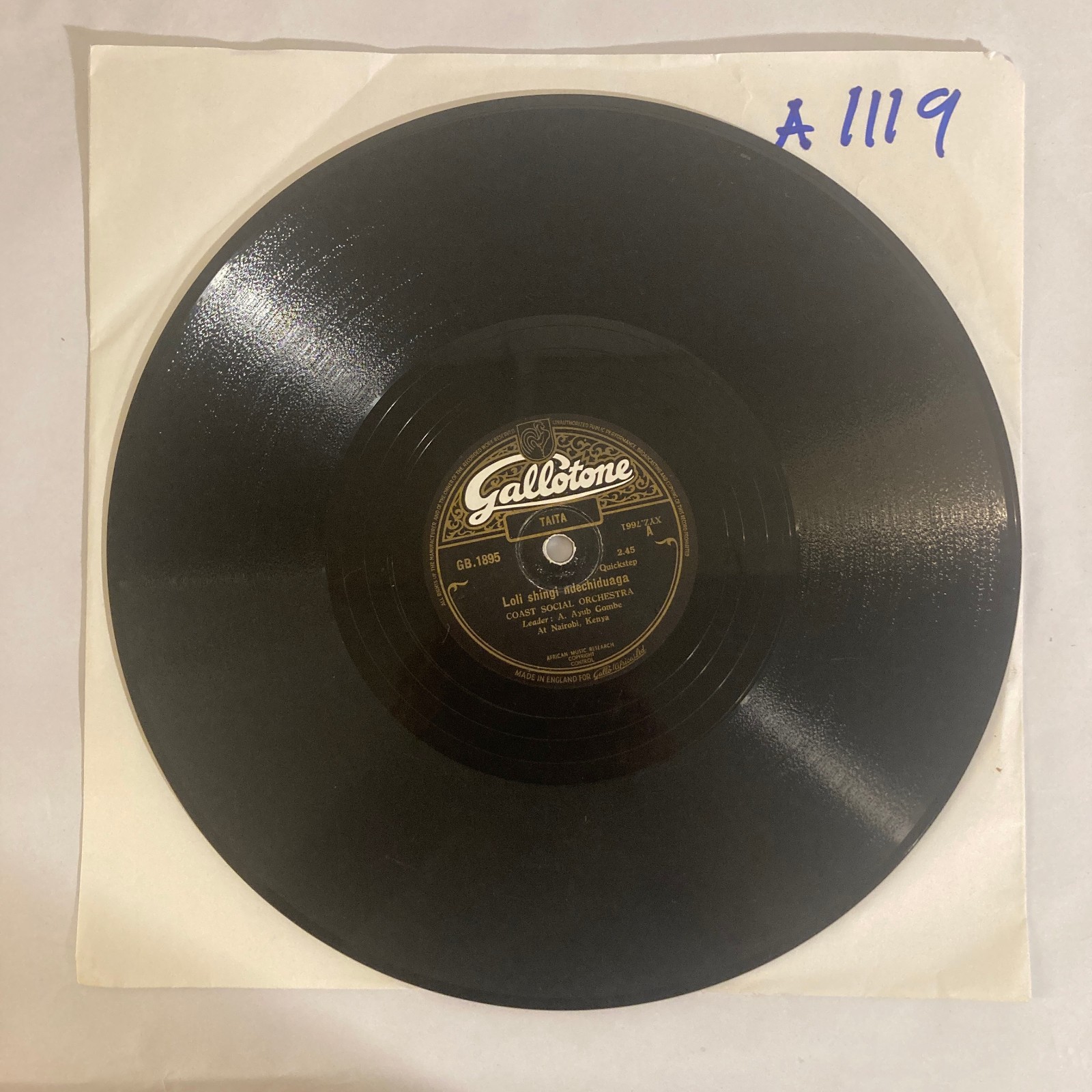 AFRICAN ~ POP JAZZ ~ COAST SOCIAL ORCHESTRA ~ FOLK ~ HEAR ~ 78 RPM ~ A 1119