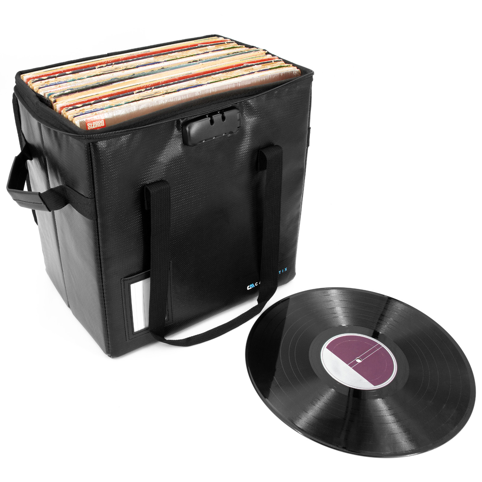 CM Vinyl Record Case Fits 40 Records – Vinyl Storage Case with Lock and Divider