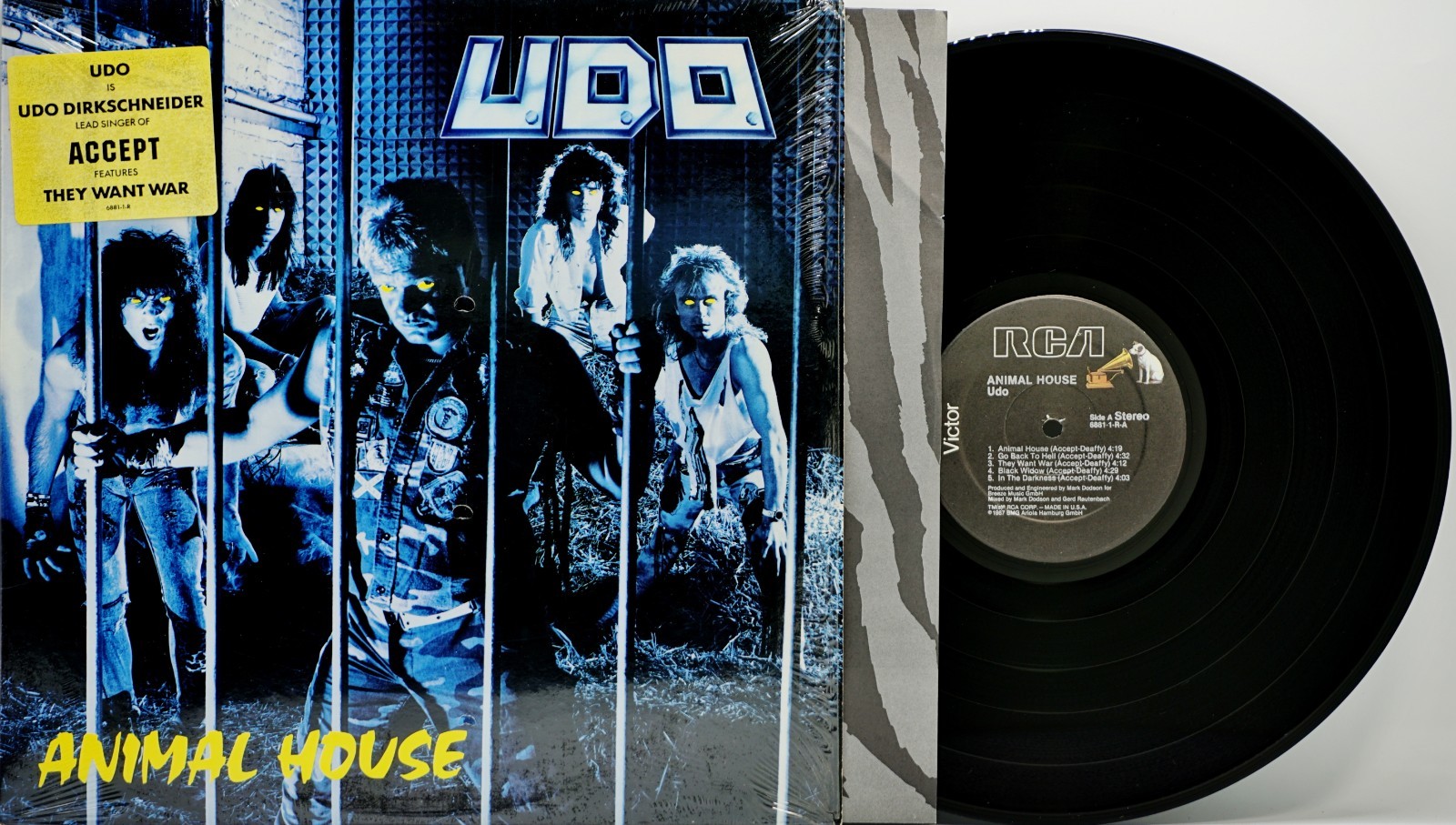 U.D.O. ♫ Animal House ♫ Rare 1987 RCA Records 1st US Press Vinyl LP NM w/Hype