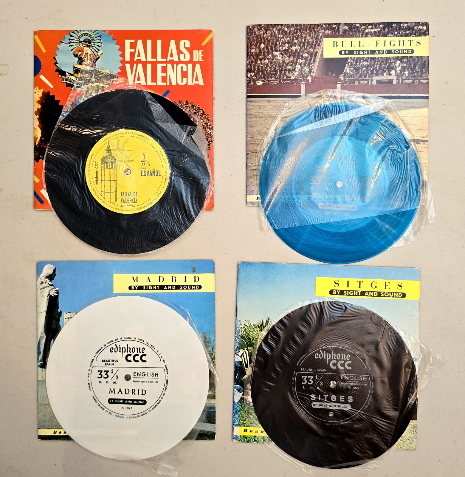 Set of 4 Rare Vintage Spanish Souvenir Records – Travel & Culture 1960s 45 rpm