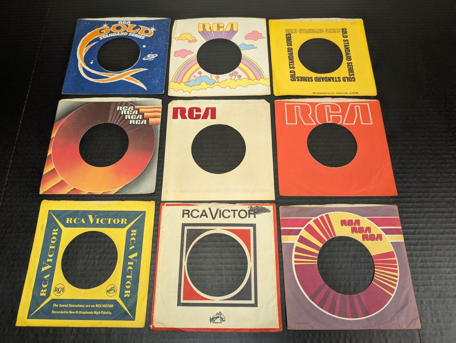 Lot of 9 Vintage RCA 45 RPM 7″ Company Record Sleeves for Rock Jazz Soul Country