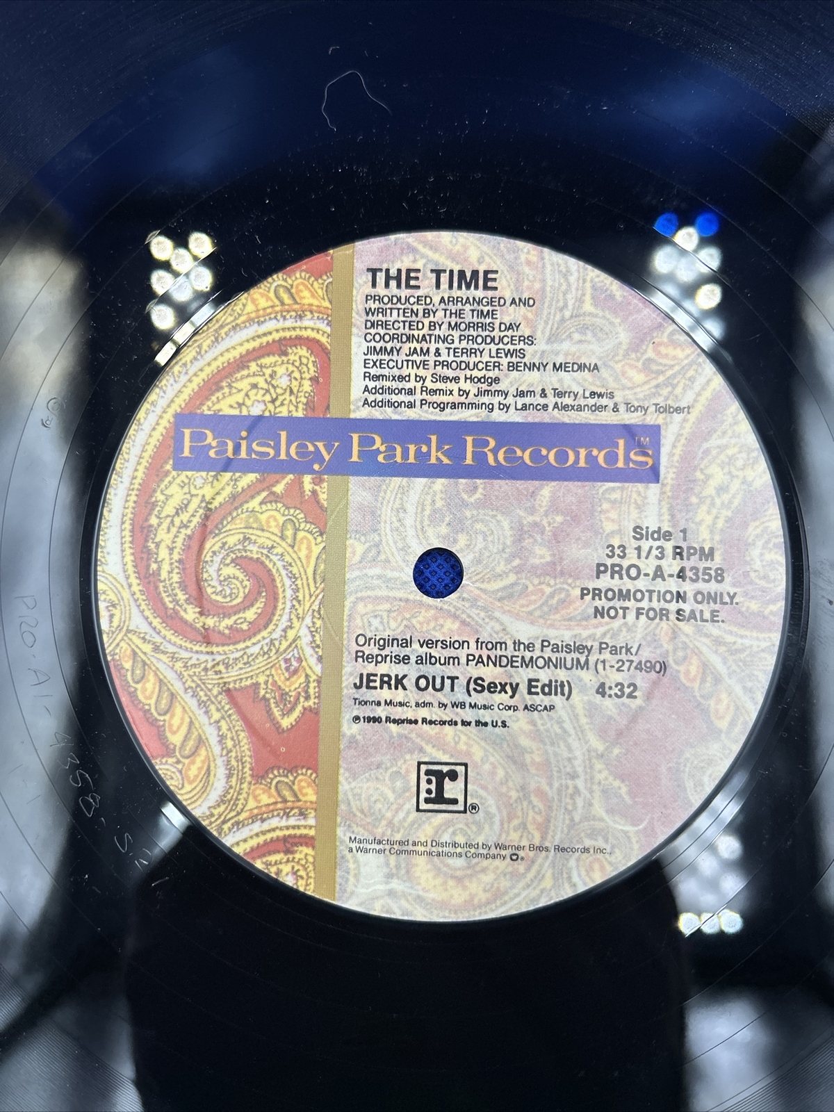 The Time – Jerk Out 12″ Promo LP VG+/VG Cleaned Play‑Tested 33 RPM
