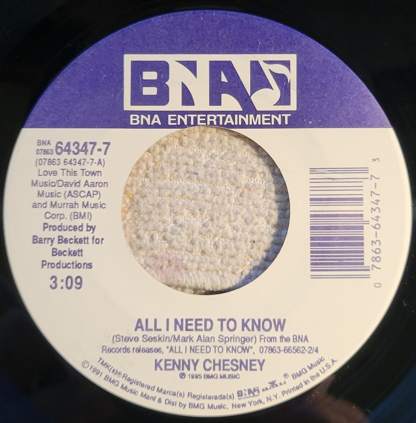 Kenny Chesney “All I Need To Know / Someone Else’s Hog” VG+