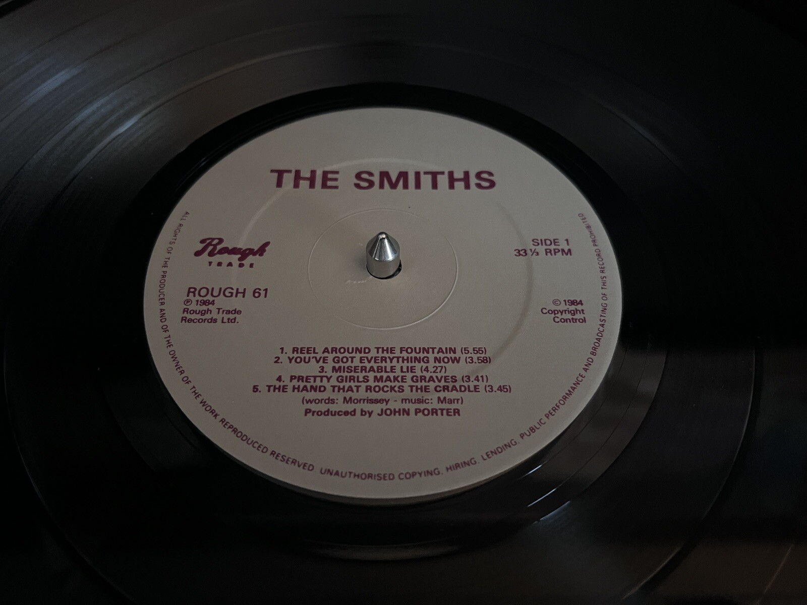 The Smiths Self Titled UK 1984 Cursive Logo 1st Issue A1/B2 Vinyl LP VG+/Ex