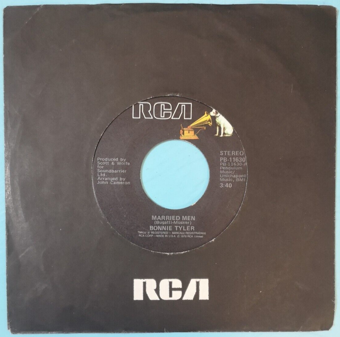BONNIE TYLER – US 1979 7″: Married Men / If You Ever Need Me Again. JOHN CAMERON