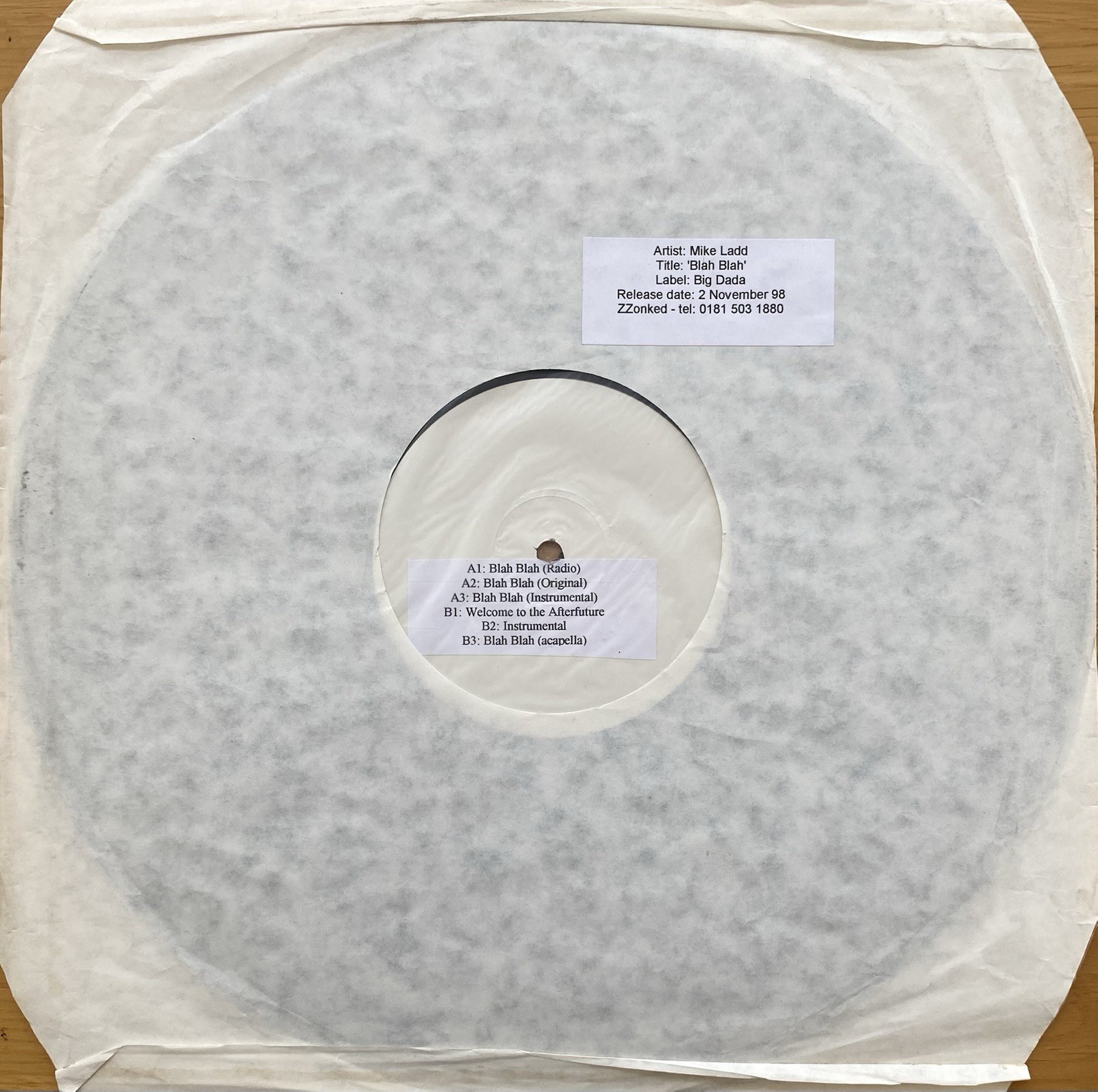 MIKE LADD – BLAH 12” HIP HOP WHITE LABEL VINYL BIG DADA INFESTICONS NEW FLESH