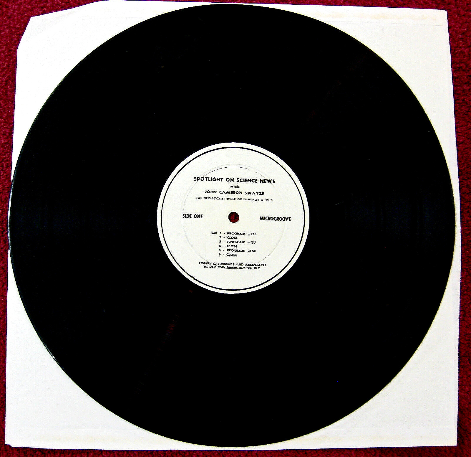 JOHN CAMERON SWAYZE Radio Broadcast 1/1961 Spotlight On Science News 5 Programs