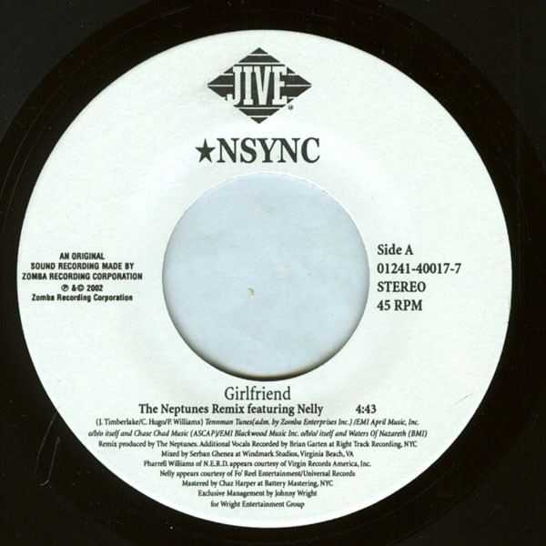 *NSYNC Feat. Nelly – Girlfriend (The Neptunes Remix) (7″) (Very Good Plus (VG+))