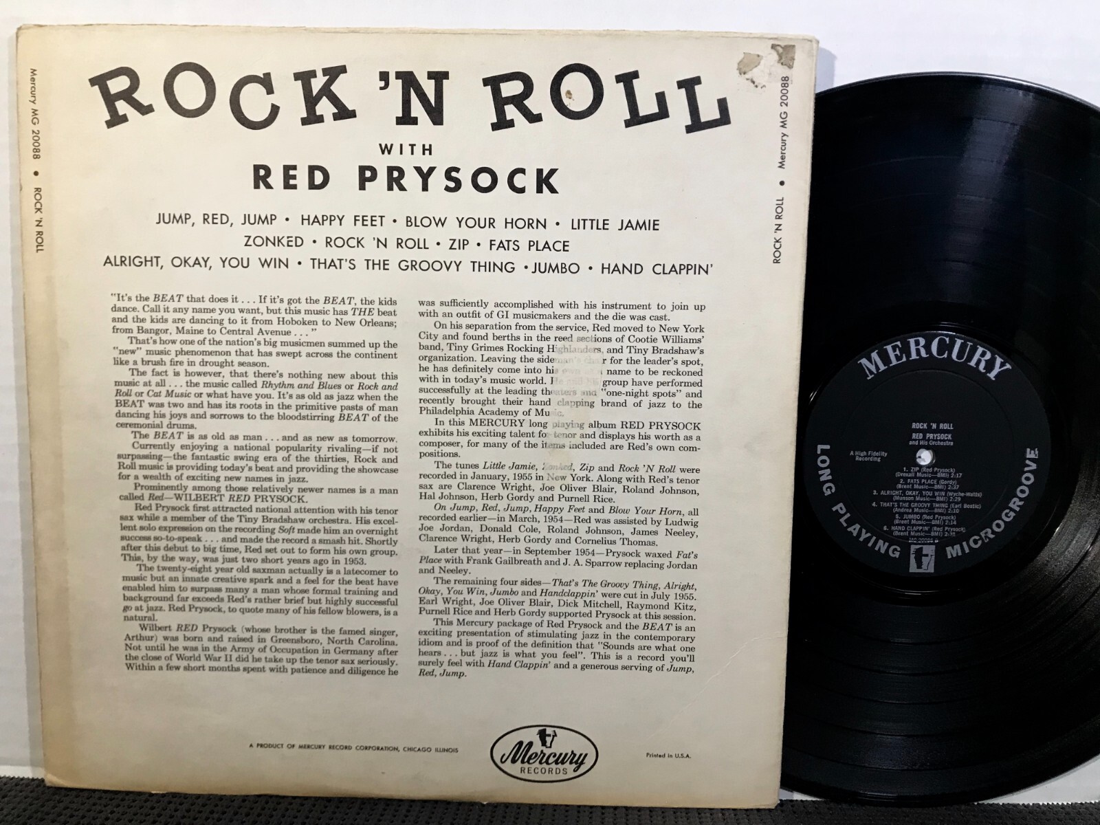 RED PRYSOCK Rock ’N Roll LP MERCURY MG 20088 MONO DG 1955