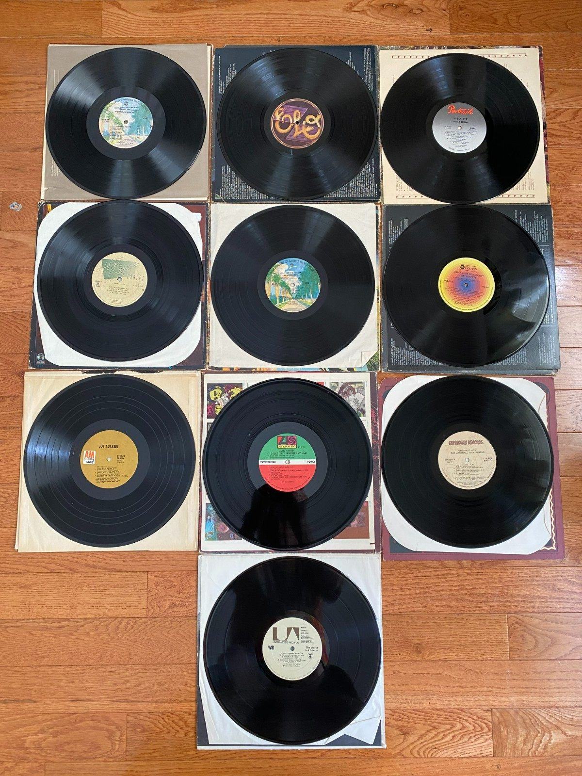 Lot of 10 70’s LPs Van Morrison Little Feat ELO Heart Eagles Buffett Joe Cocker