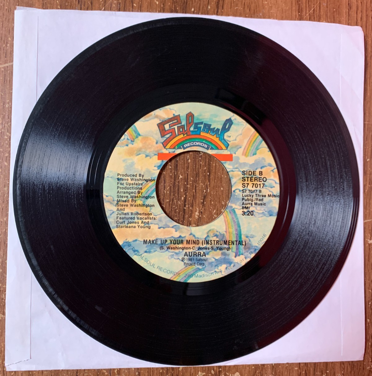 1981 Aurra “Make Up Your Mind/Make Up Your Mind Instrumental” 45 RPM 7″ Record