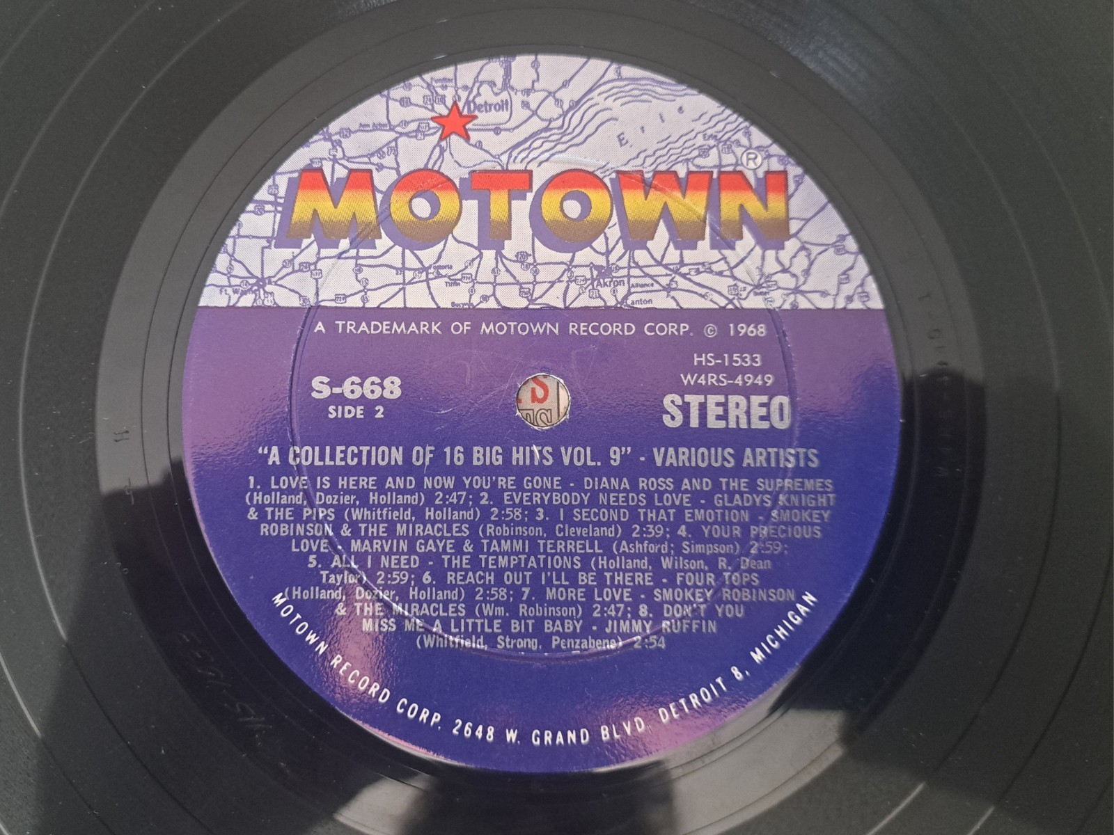 The Motown Sound A Collection Of 16 Big Hits Vol. 9 MS668 LP NM Shrink