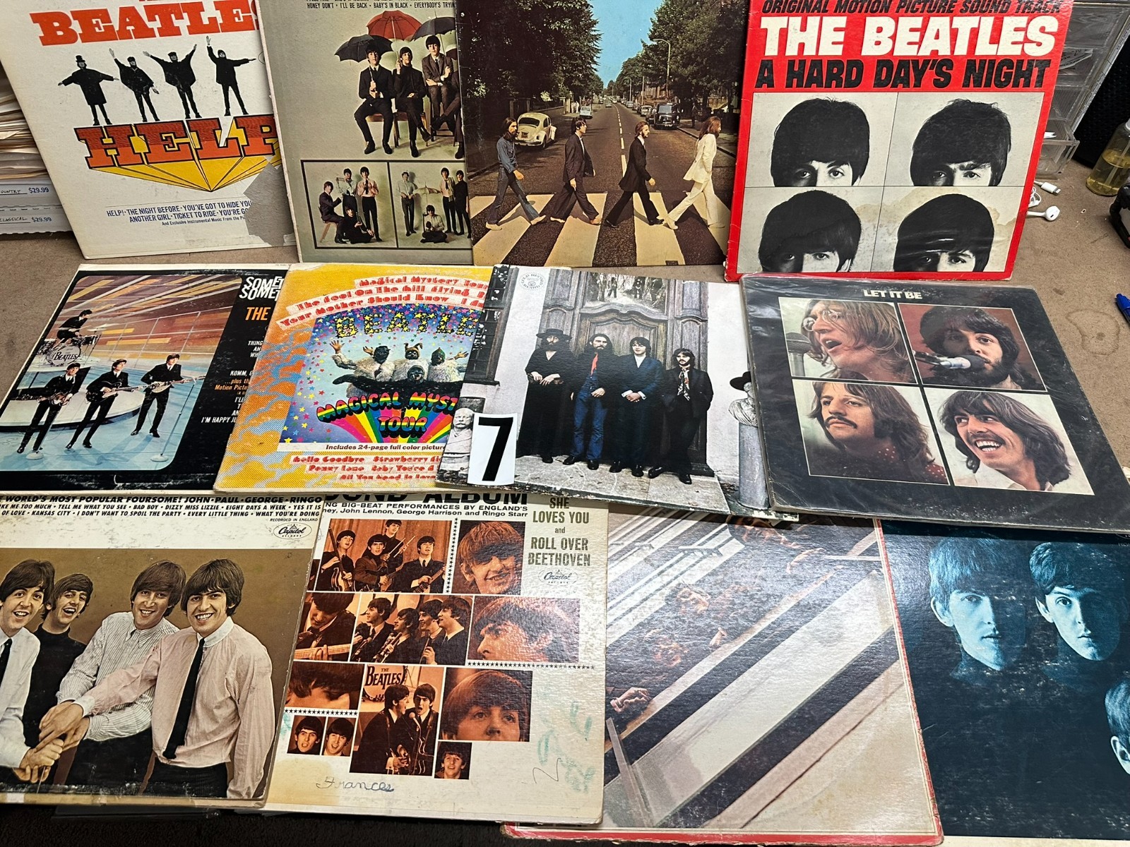 11 Beatles Record LOT Scratched Vinyl Let it Be Abbey Road Help Meet 1st ORIG