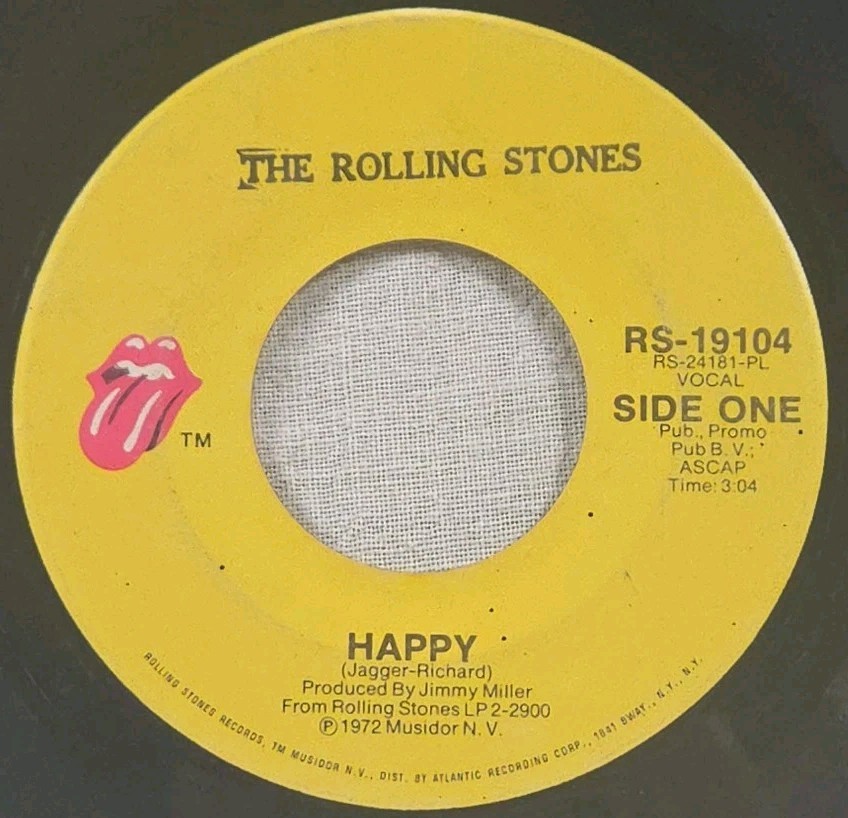 ROLLING STONES – “HAPPY”/”ALL DOWN THE LINE” – 1972 – 45RPM VINYL