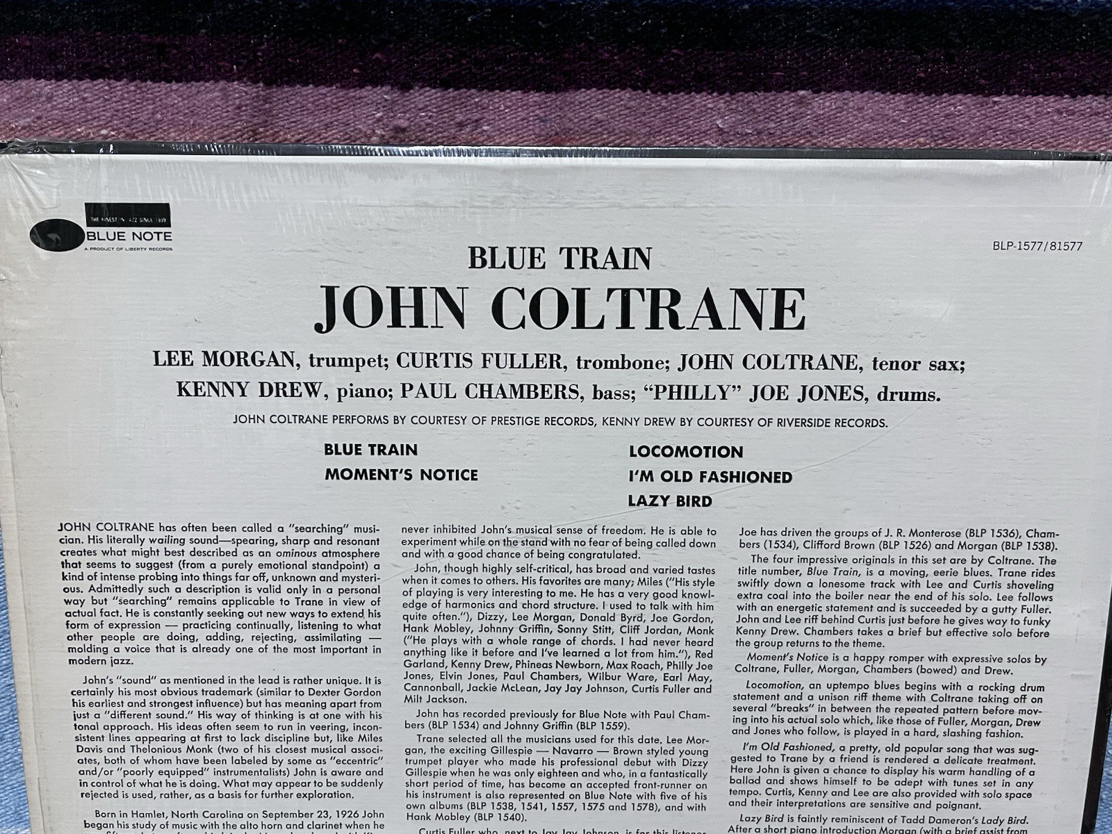 John Coltrane “Blue Train” Bebop Jazz Vinyl LP Record BST 81577 RVG in Shrink