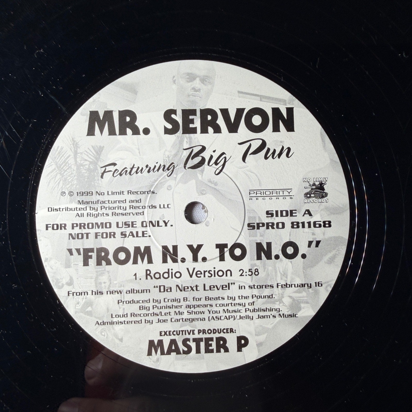 Vtg Mr Servon Big Pun From NY To NO Vinyl Promo No Limit Records Master P 1999