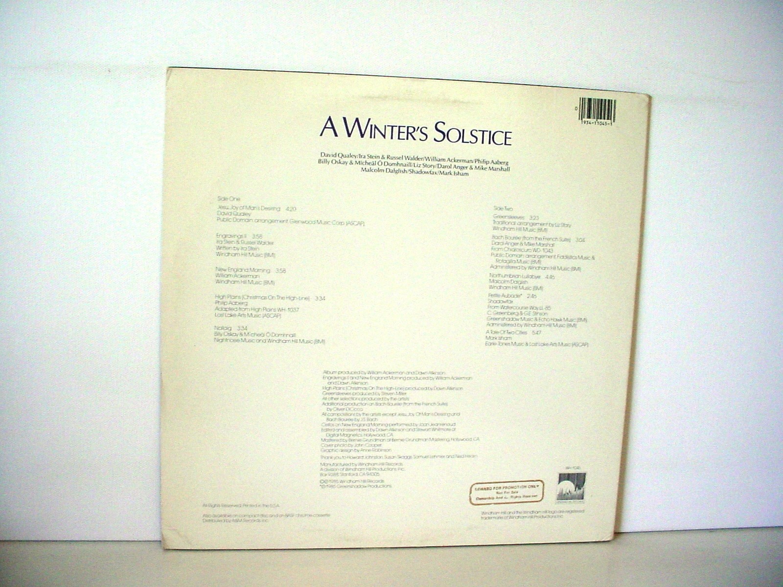 A WINTER’S SOLSTICE PROMO 1985 WINDHAM HILL WH-1045 Mark Isham William Ackerman