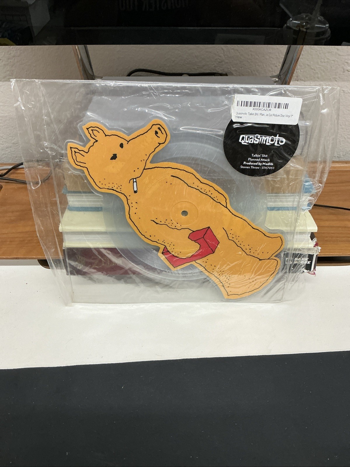 Quasimoto Talkin’ Shit Planned Attack Stones Throw Quas 7” Vinyl Green Die Cut