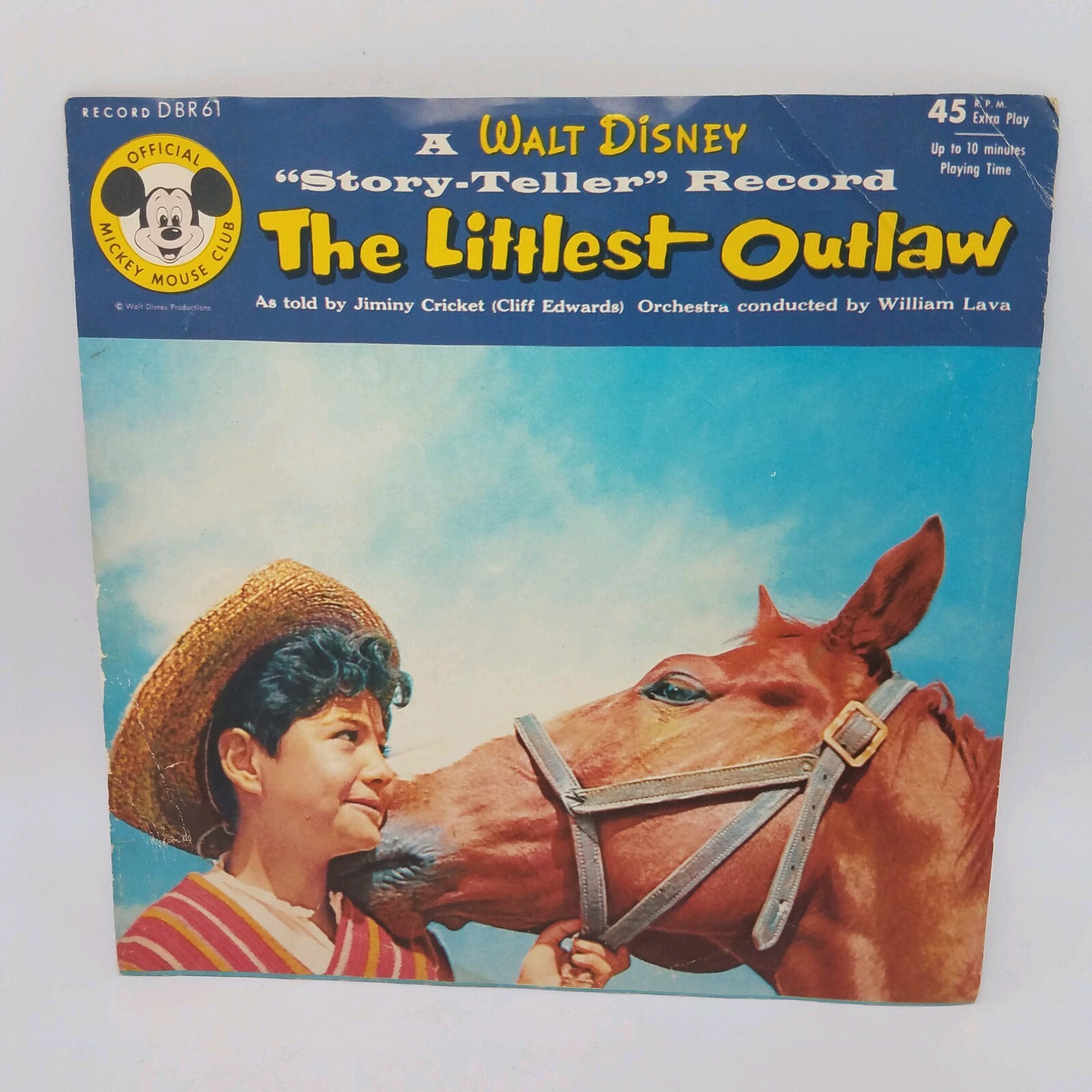 Disney Official Mickey Mouse club; The Littlest Outlaw, 45 Story teller 1955 VG+