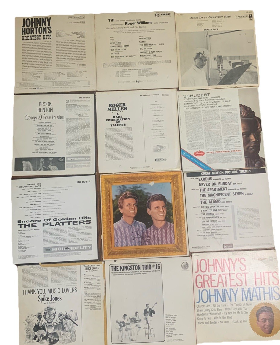 Vintage Vinyl LP Lot 16 Albums Spike Jones Everly Bros Mathis Excellent Cond