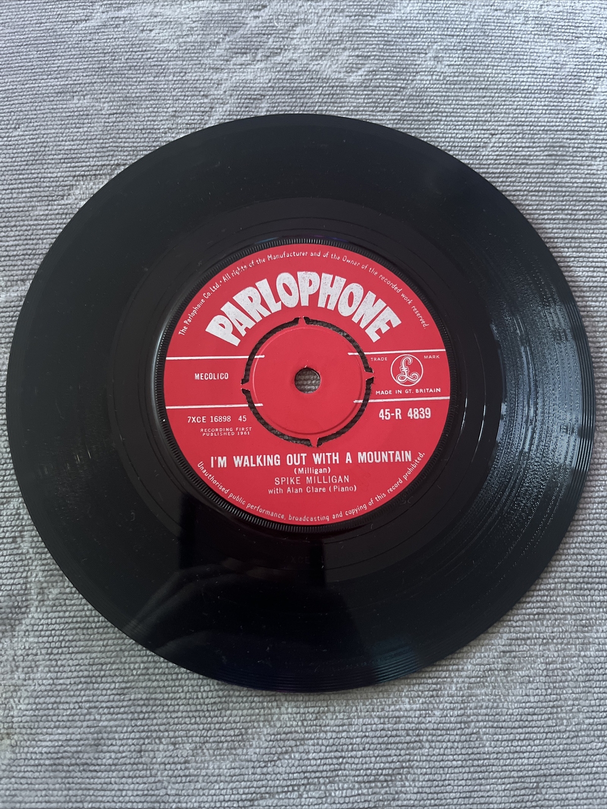 Spike Milligan – I’m Walking Out With A Mountain / The Sewers Of The Strand 7”
