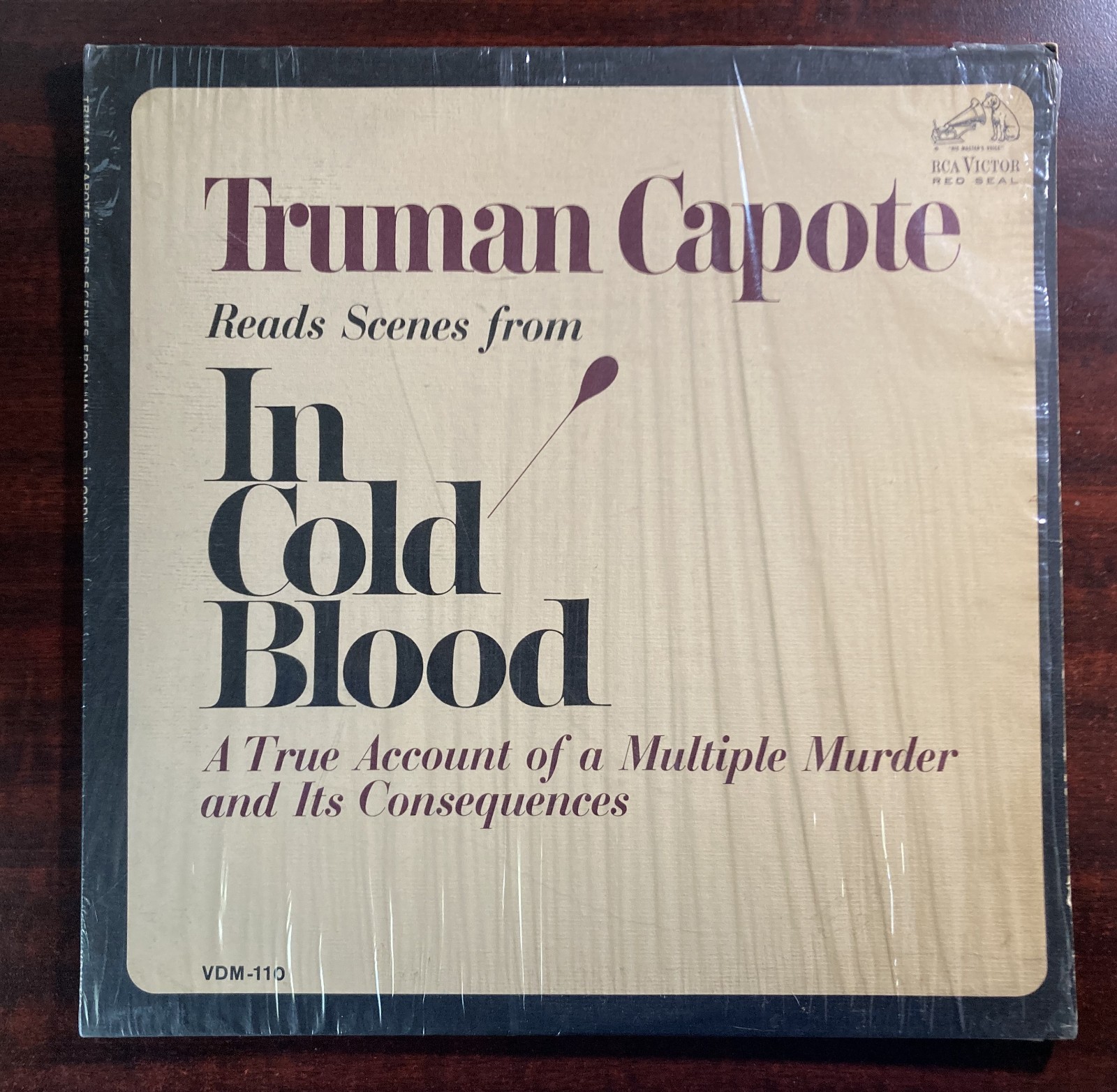 TRUMAN CAPOTE: Reads Scenes From IN COLD BLOOD-Vinyl LP-w/ text insert-Rare-Fine