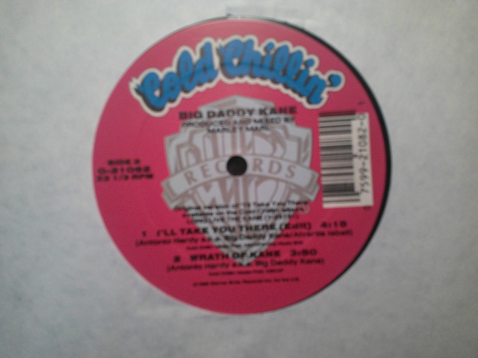 PROMO COLD CHILLIN 12″ RECORD/BIG DADDY KANE/I’LL TAKE YOU THERE/WRATH OF KANE