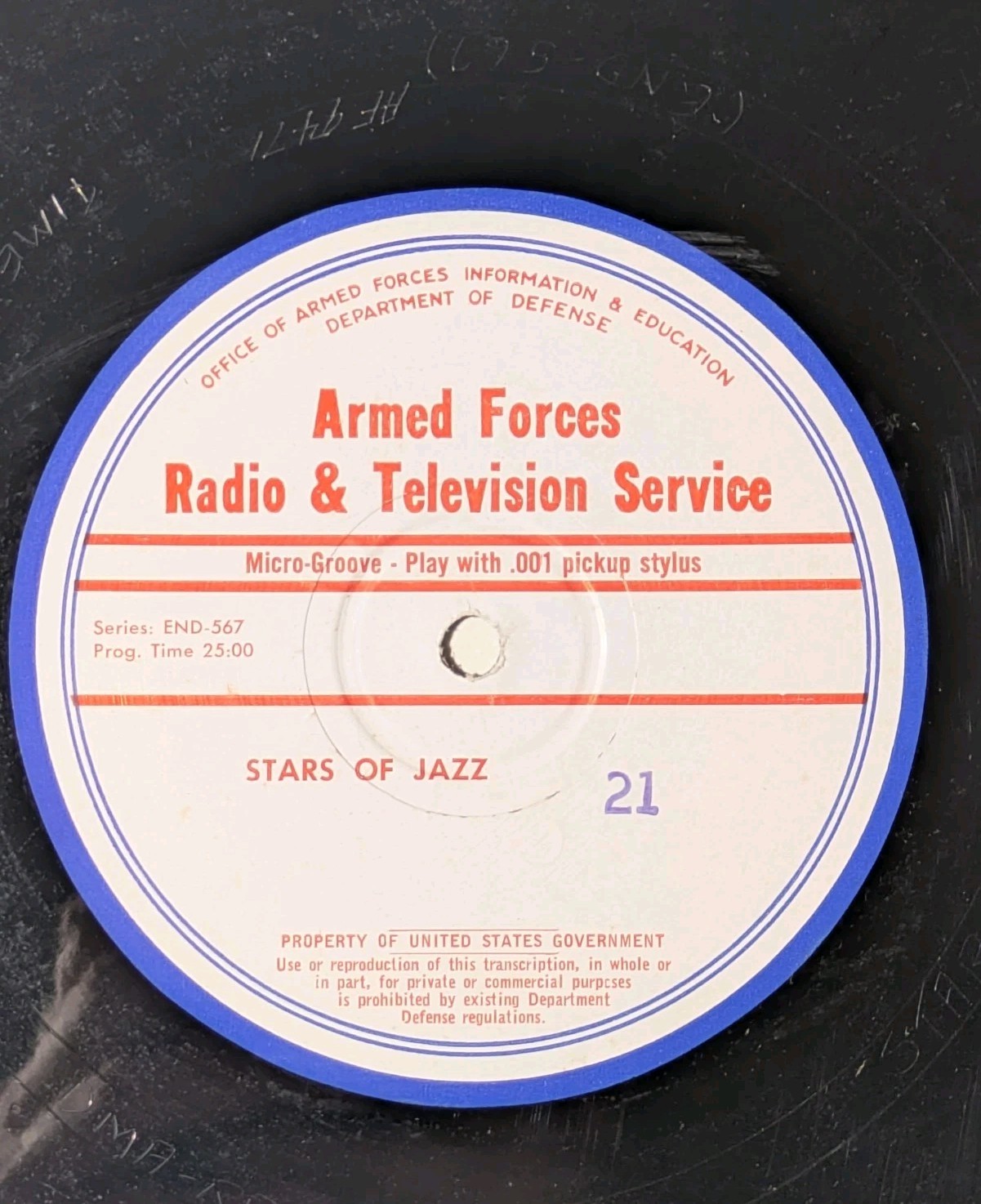 1957 AFRTS 16″ Transcription Disc Record Stars Of Jazz 21/Unit 99 16