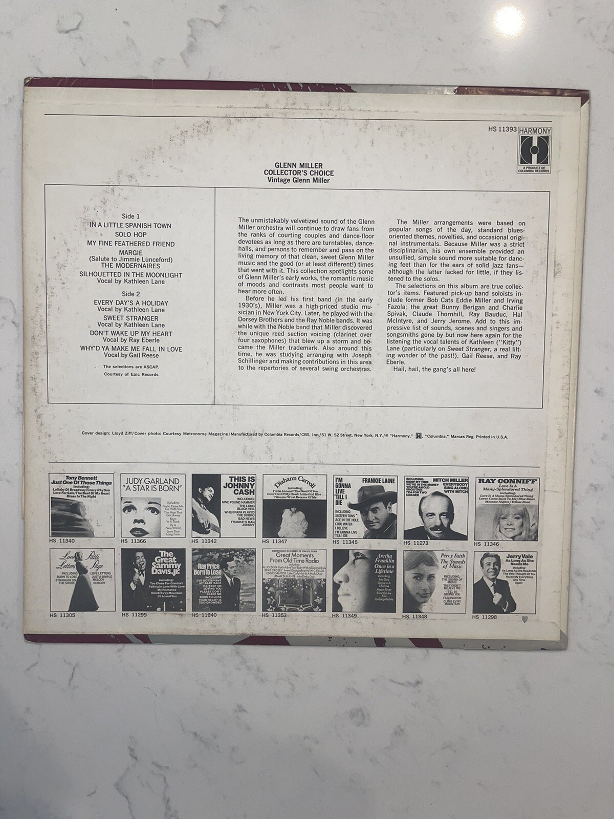 Glen Miller Collector’s Choice Vinyl Record