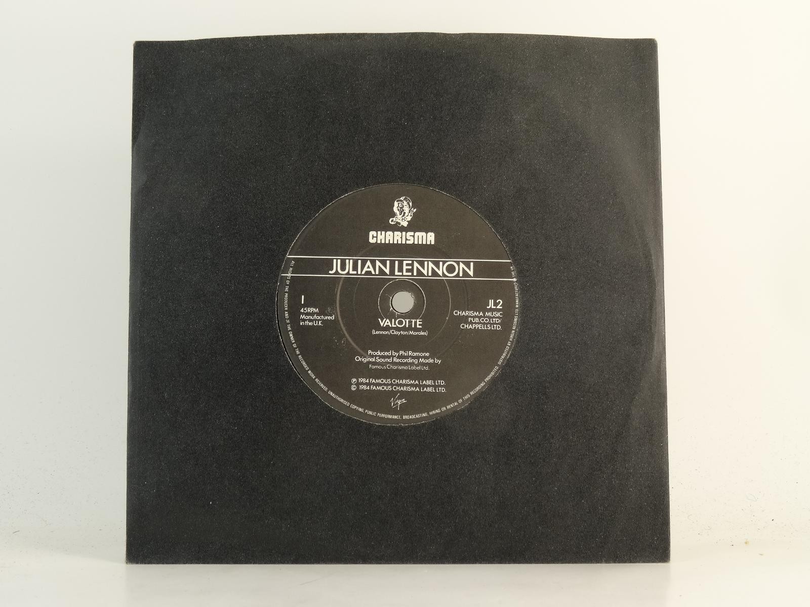 JULIAN LENNON VALOTTE (78) 2 Track 7″ Single including Plain Paper Sleeve VIRGIN