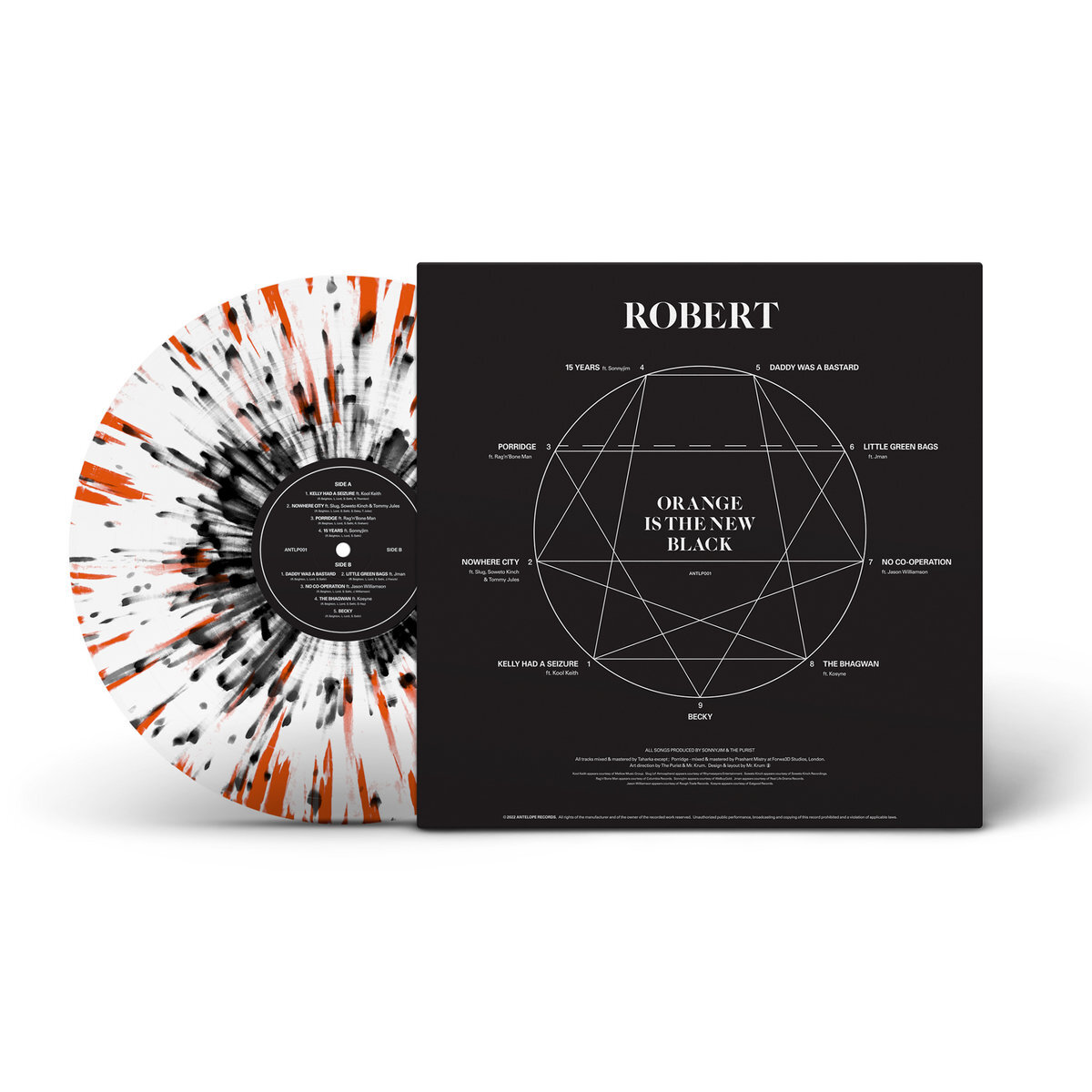 x/150 Splatter Vinyl LP Robert Orange Is the New Black New Mint Hip Hop Rap
