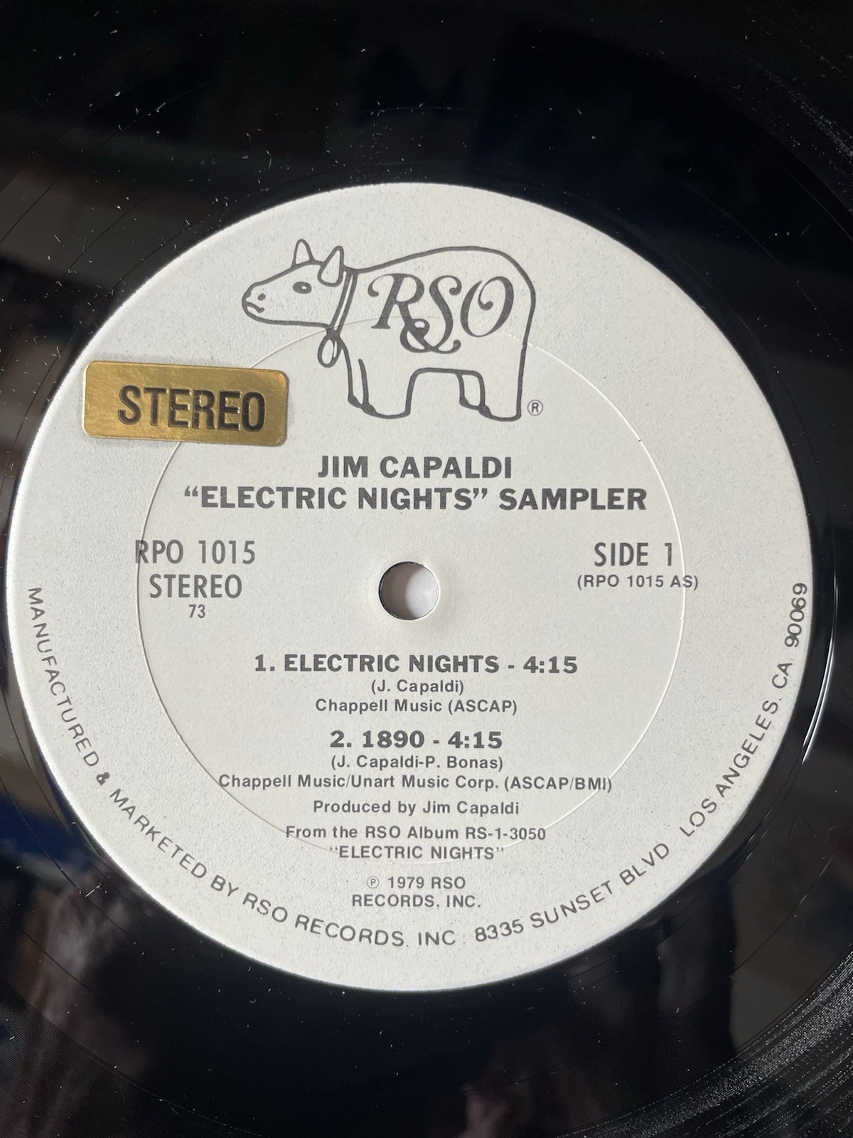 Jim Capaldi Electric Nights Sampler RSO RPO 1015 Promo White Label Stereo 12”