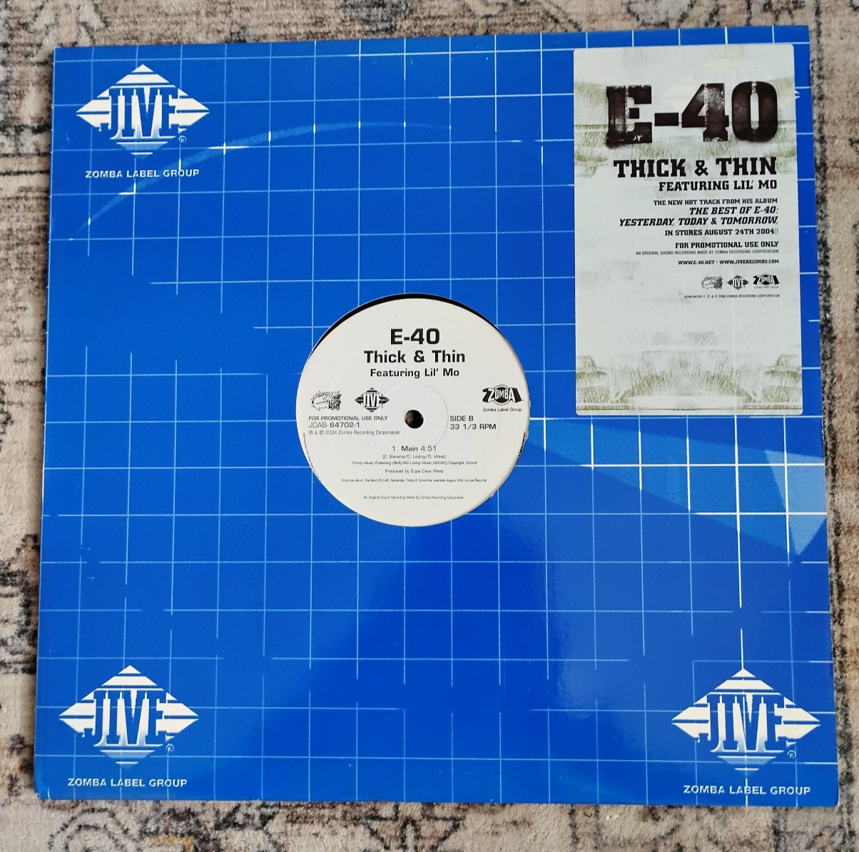 E-40 Thick And Thin F Lil Mo 12” Single Vinyl Record VG