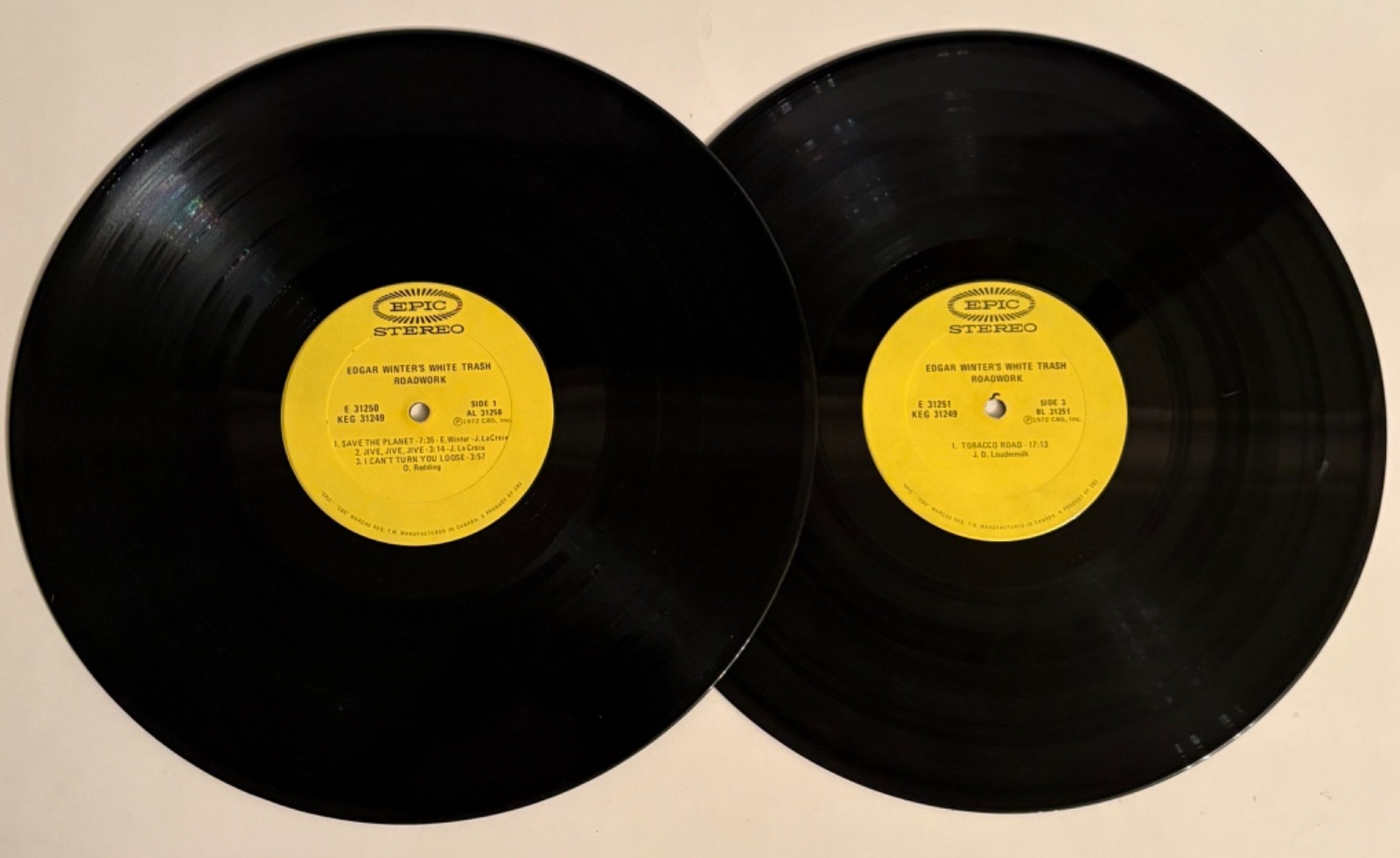 Edgar Winter’s White Trash Roadwork Vinyl LP 1972 Rick Derringer Live 2-Discs