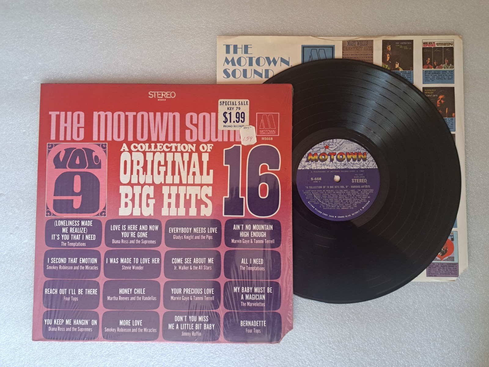The Motown Sound A Collection Of 16 Big Hits Vol. 9 MS668 LP NM Shrink