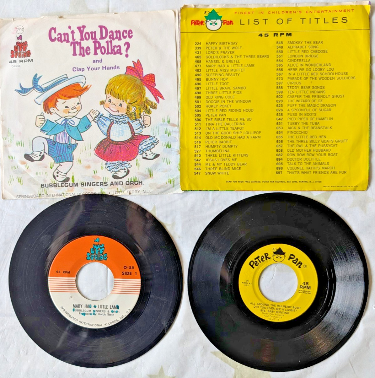 Mixed assorted Lot of childrens 45 rpm records