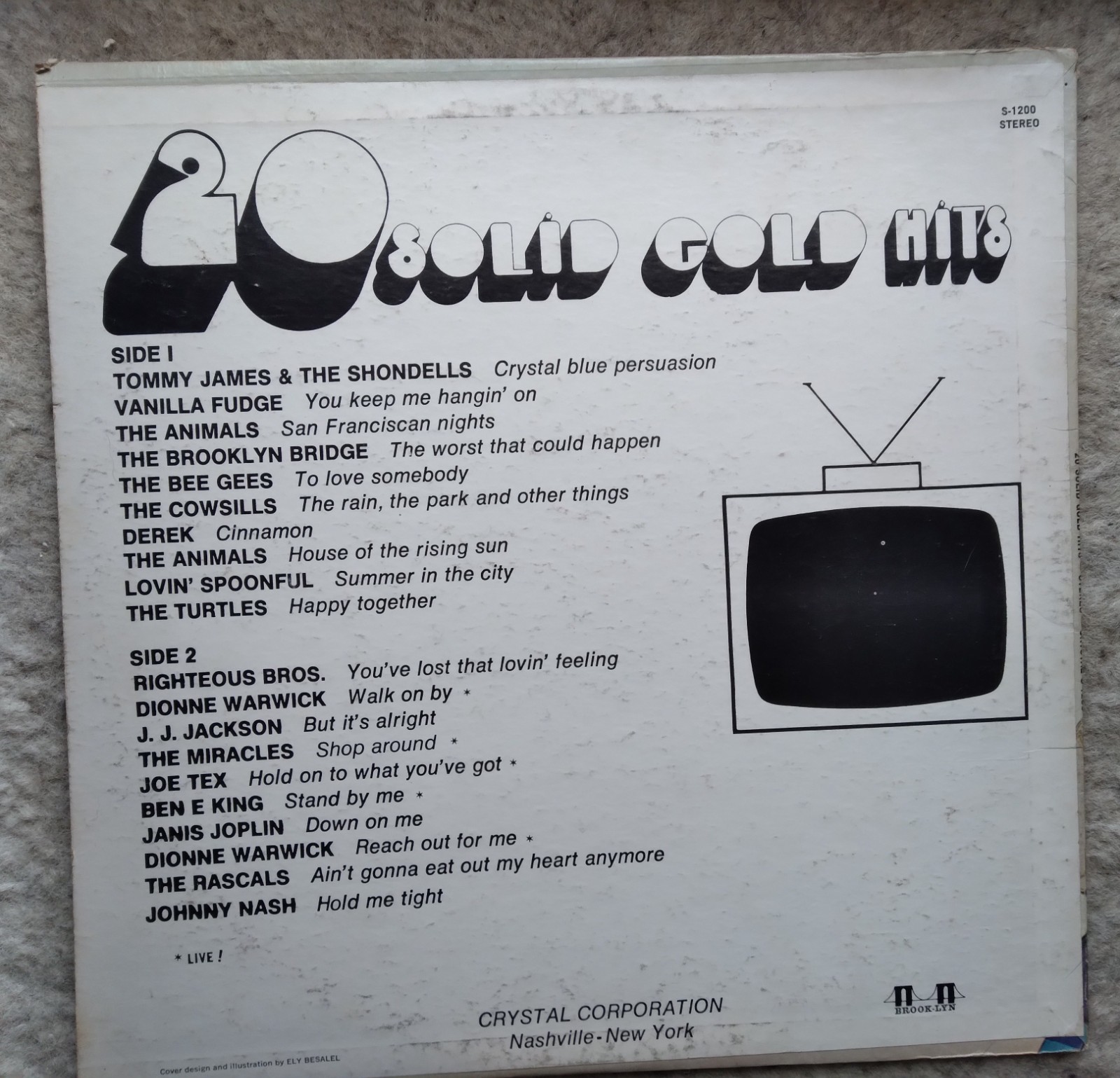 20 Solid Gold Hits Rock -LP Various 1969 Crystal Records S-1200 Vinyl
