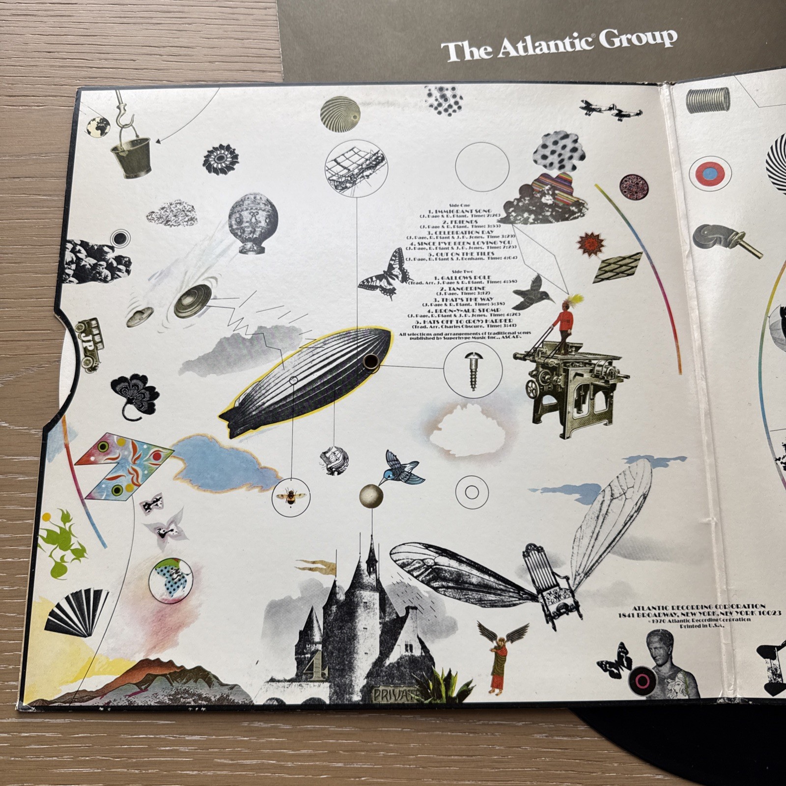 LED ZEPPELIN III 1970s US Monarch Press + Sticker Working Wheel +OG Sleeve VG+