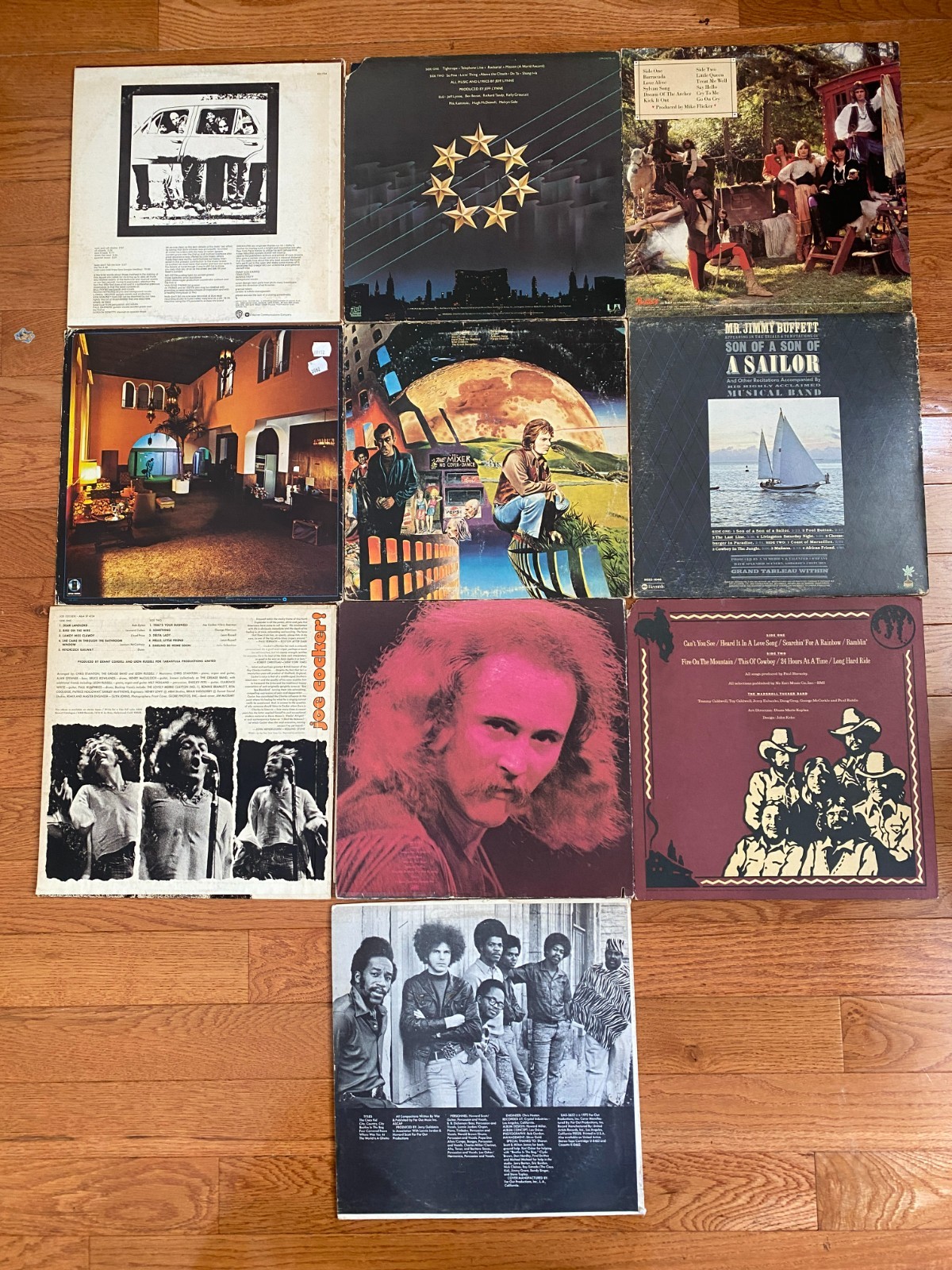 Lot of 10 70’s LPs Van Morrison Little Feat ELO Heart Eagles Buffett Joe Cocker
