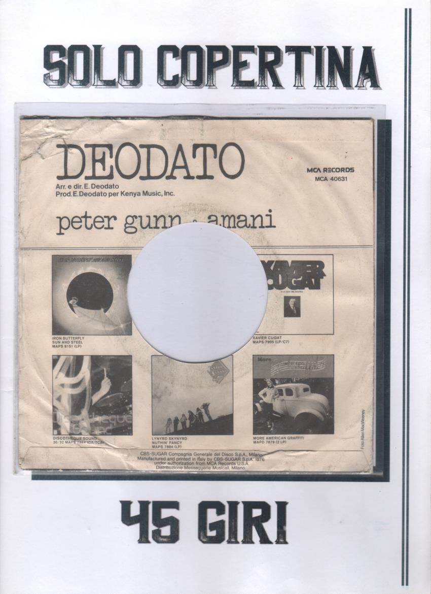 Cover 45 giri – Deodato / Peter Gunn – Amani – SOLO COPERTINA