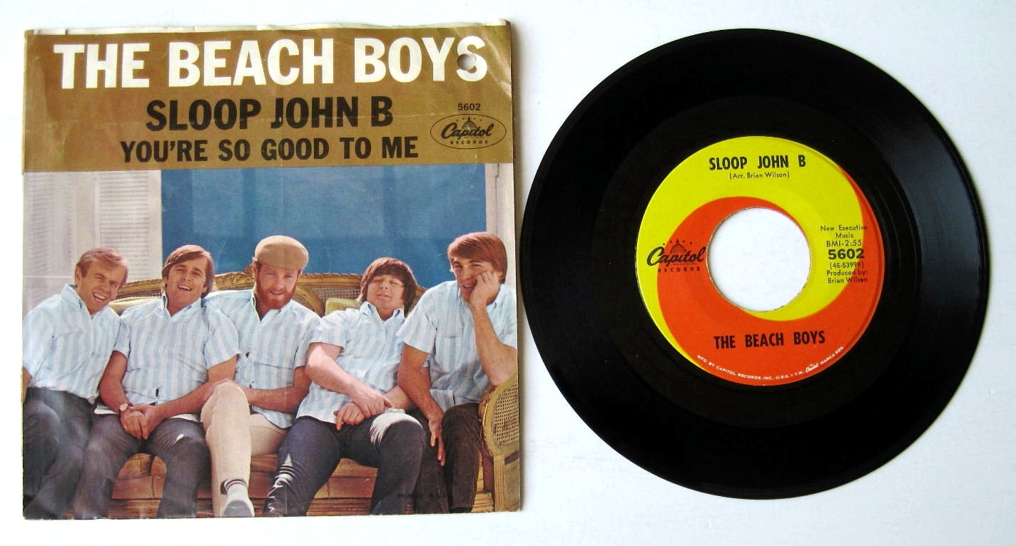 The Beach Boys-Sloop John B-VG G+ 1966 Surf Pop 45 + Picture Sleeve Plays EX