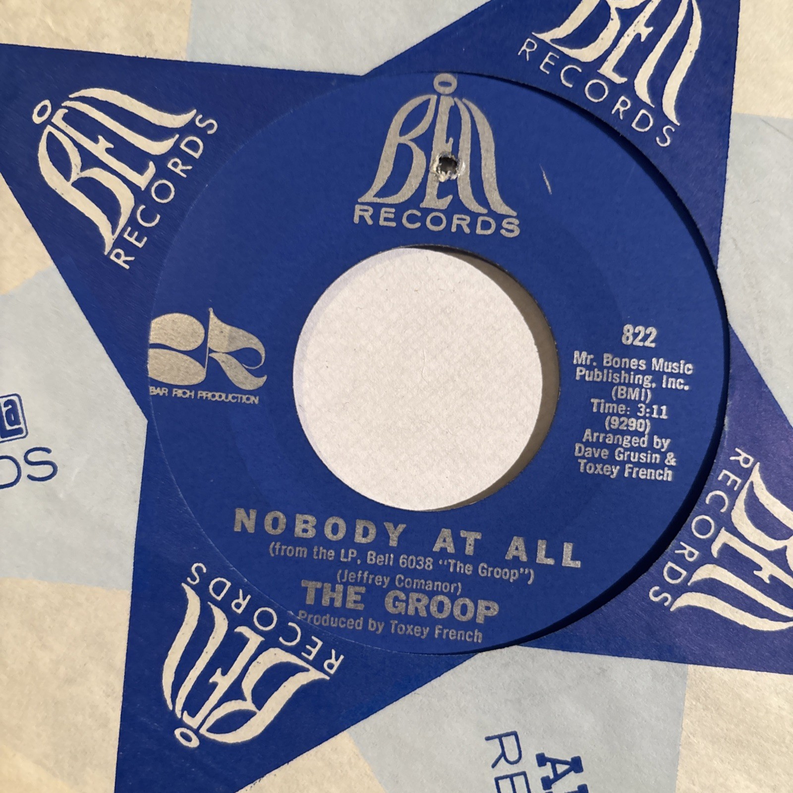 The Groop: The Jet Song/Nobody At All 45 Bell VG/ VG+ Vinyl