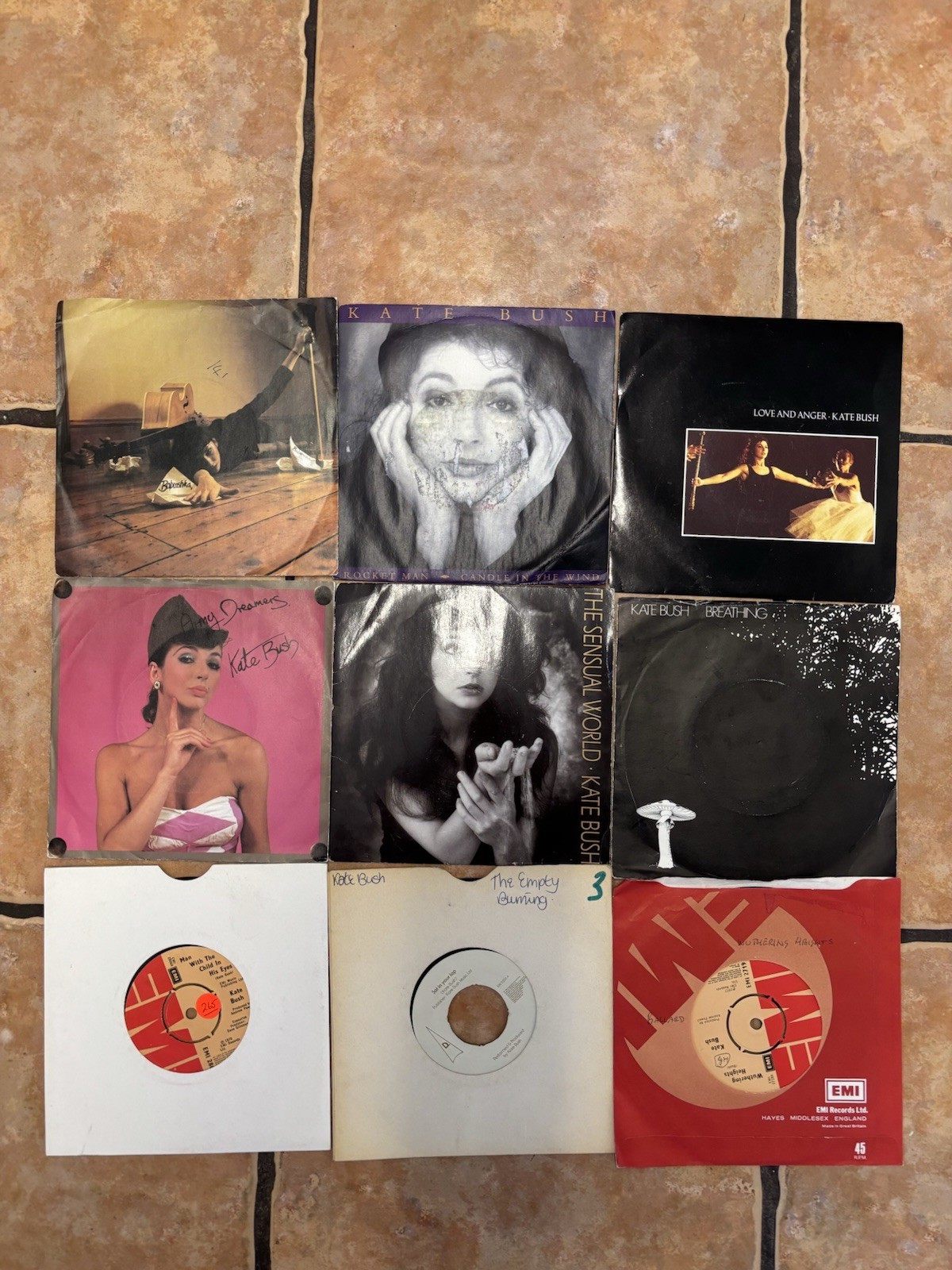 9 X Kate Bush Vinyl 7” Single Job Lot Records Wuthering Heights Army Breathing