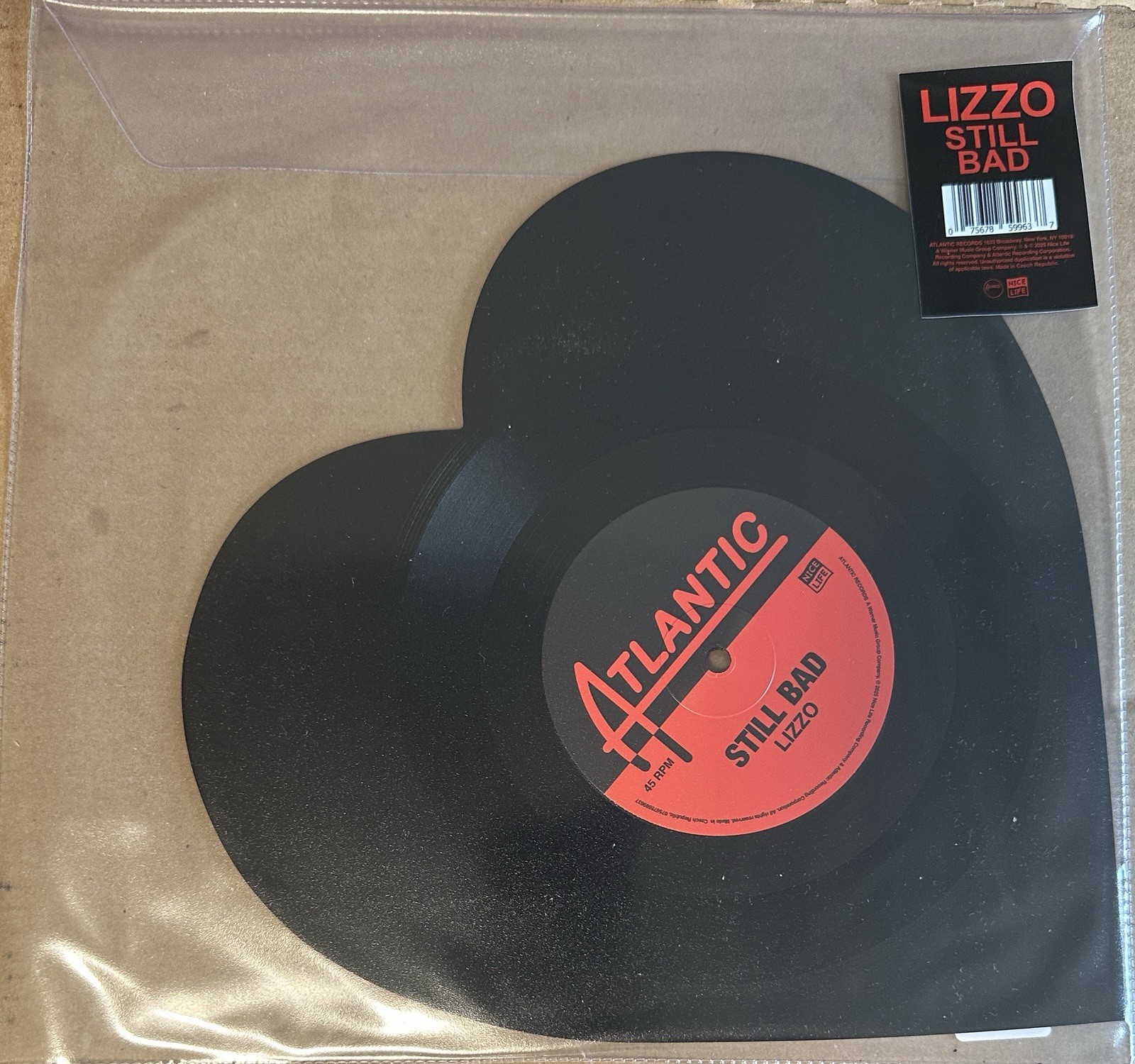 LIZZO Still Bad 45 10” Heart Shaped vinyl Single