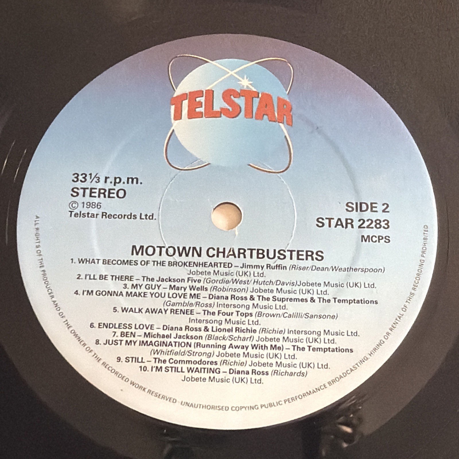Various Motown Chartbusters UK Lp Telstar Diana Ross Michael Jackson EX / EX