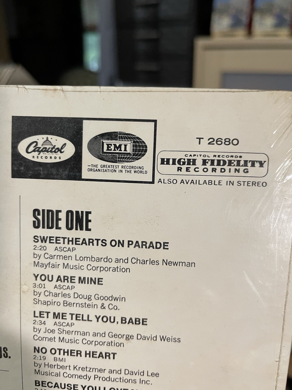 Nat King Cole Sincerely 12″ Vinyl LP Capital Records T-2680 – SEALED