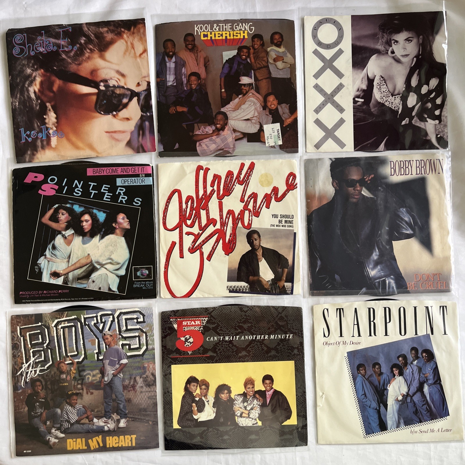 80’s Pop, R&B Vinyl 45rpm Singles w/Pic Sleeves- 7″ 2 Paula Abdul, Bobby Brown
