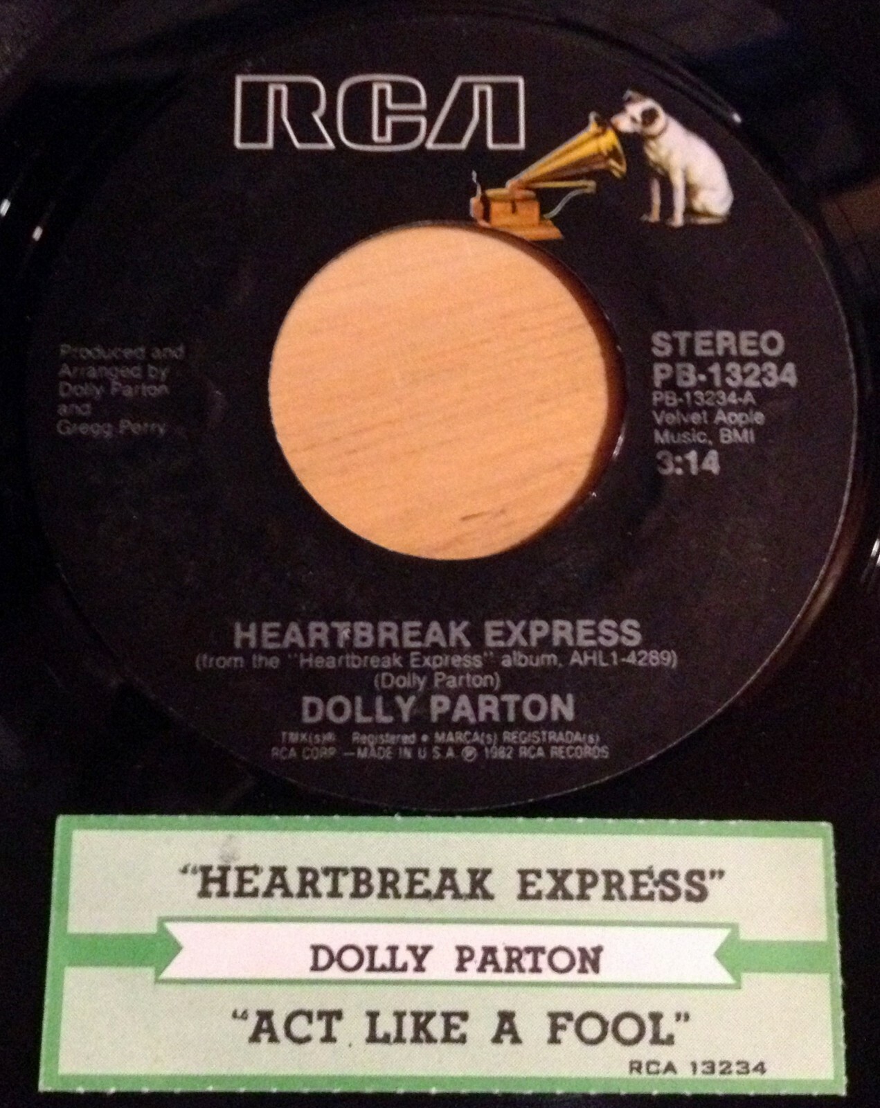 Dolly Parton 45 Heartbreak Express / Act Like A Fool w/ts